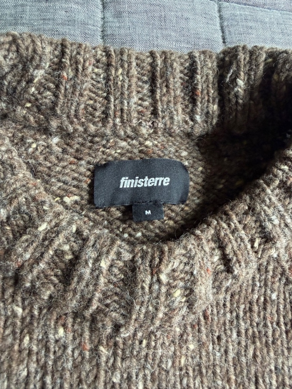 Finisterre Men's Bundoran Jumper Thick Sweater - Speckled Tobacco Brown - M - Picture 3 of 4